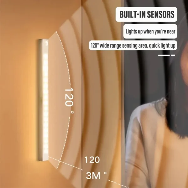 LED Motion Sensor Light Wireless LED Night Light Type C Rechargeable Light Cabinet Wardrobe Lamp Staircase Backlight For Kitchen - Image 2