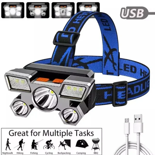 Flashlight on the Forehead Powerful Headlamp Led Rechargeable Mining Lamp High Power Led Flashlights Hiking For Fishing Portable - Image 6