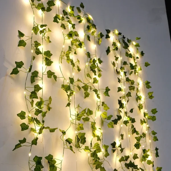 Flower Green Leaf String Lights Artificial Vine Fairy Lights Battery Powered Christmas Tree Garland Light for Weeding Home Decor - Image 10