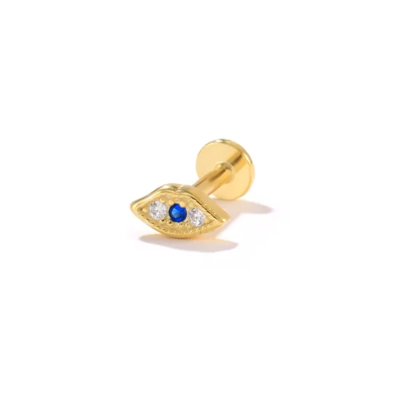 Aide 925 Sterling Silver 1PC Flat End Piercing Jewelry For Women Zircon Evil Eye Lightning Sphere Stud Earrings Labret Lip Ring - Image 9