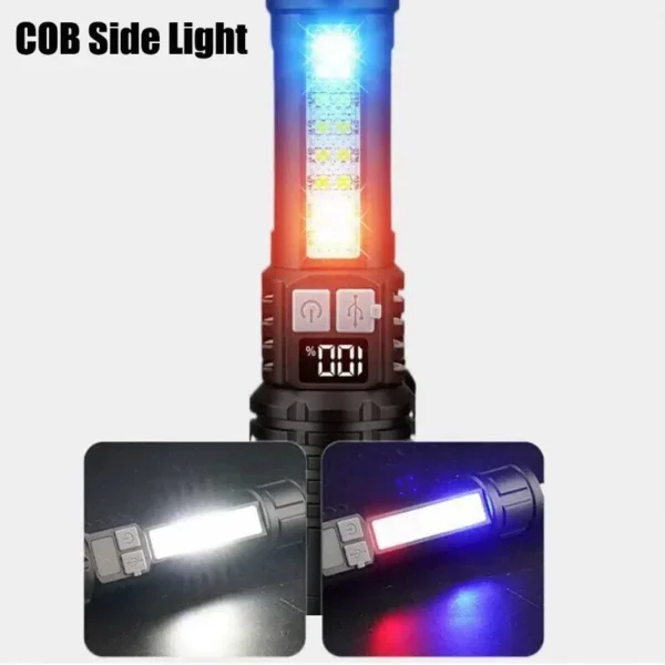 Heinast High Power LED Flashlight Powerful TYPE-C Rechargeable COB Flashlight With Side Light Torch For Outdoor Camping Hiking - Image 15