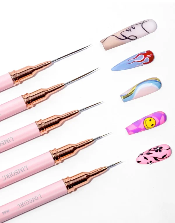 LIMEGIRL 5Pcs Professional Nail Art Liner Brush Line Stripes DIY Drawing Pen Handle Nails UV Gel Brushes Painting Manicure Tools - Image 11