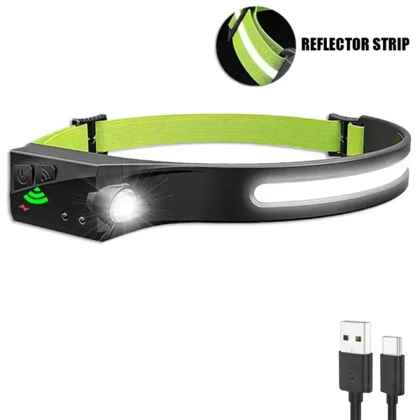 230°Bright Beam Headlamp LED Sensor Head lamp Built-in Battery USB Rechargeable Head Flashlight Outdoor Camping Fishing Headligh - Image 10