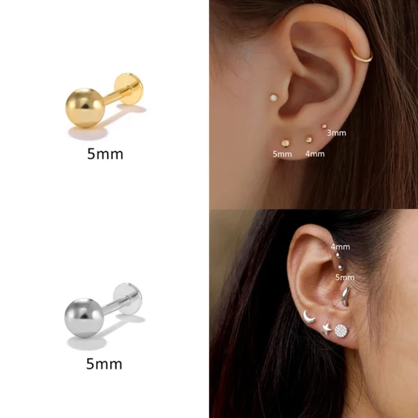 Aide 925 Sterling Silver 1PC Flat End Piercing Jewelry For Women Zircon Evil Eye Lightning Sphere Stud Earrings Labret Lip Ring - Image 68