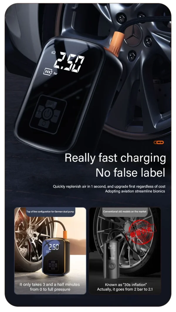 1pc Wireless Car Air Compressor Air Pump Electric Tire Inflator Pump for Motorcycle Bicycle Boat AUTO Tyre Balls Inflatable - Image 13