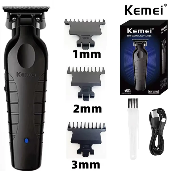Kemei 2299 Barber Cordless Hair Trimmer 0mm Zero Gapped Carving Clipper Detailer Professional Electric Finish Cutting Machine - Image 8