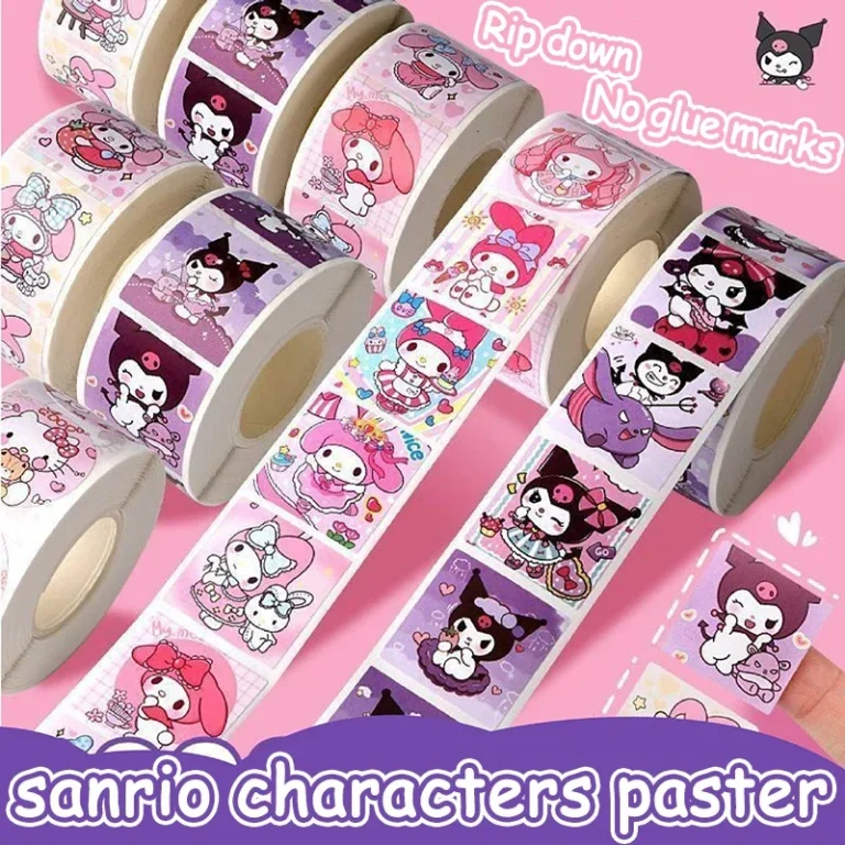 300Pcs/roll Sanrio Sticker Cartoon Kids Student Handbooks Kuromi Melody Reward Stickers Gift Girl Boy Decoration Decals Toys