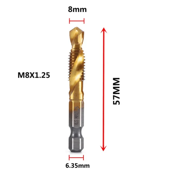 Hex Shank Titanium Plated HSS Screw Thread Metric Tap Drill Bits Screw Machine Compound Tap M3 M4 M5 M6 M8 M10 Hand Tools - Image 30