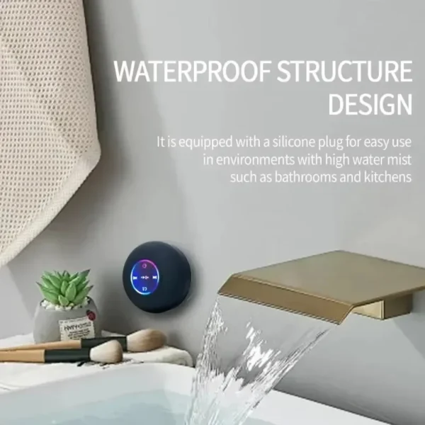 Mini Portable Bluetooth Audio IPX4 Waterproof Led Lights Bathroom Outdoor Large Suction Cup Can Be Adsorbed Wall Speaker - Image 3