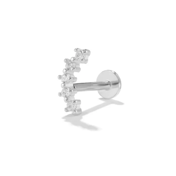 Aide 925 Sterling Silver 1PC Flat End Piercing Jewelry For Women Zircon Evil Eye Lightning Sphere Stud Earrings Labret Lip Ring - Image 25