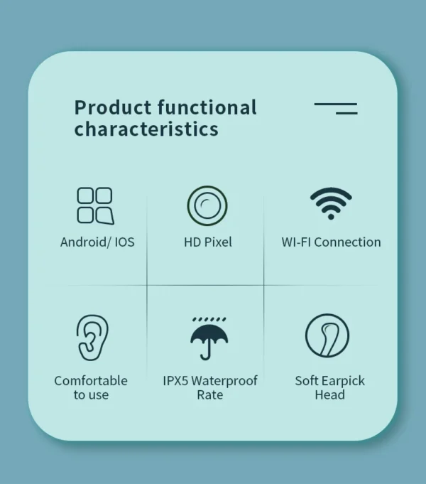 Smart Visual Ear Cleaner with Camera 1296P Ear Sticks USB C Charging Ear Wax Removal Tool WIFI Connection 6 LED Lights Earpick - Image 10