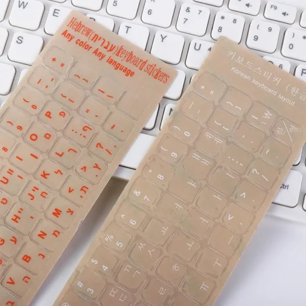 Russian English Transparent Keyboard Stickers Korean Hebrew Language Alphabet for Computer PC Dust Protection Laptop Accessories - Image 16