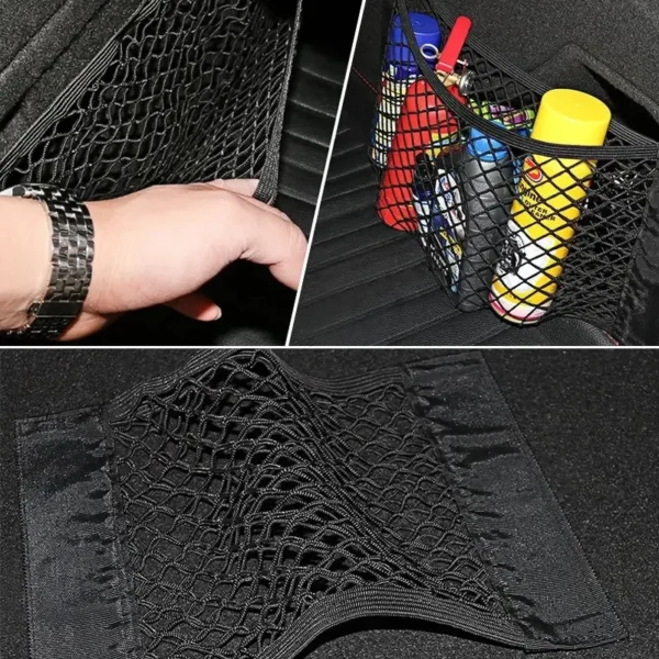 1pc Universal Car Storage Bag Double Mesh Trunk Storage Net, Car Built-in Storage Bag, Car Fire Extinguisher Fixed Net - Image 4