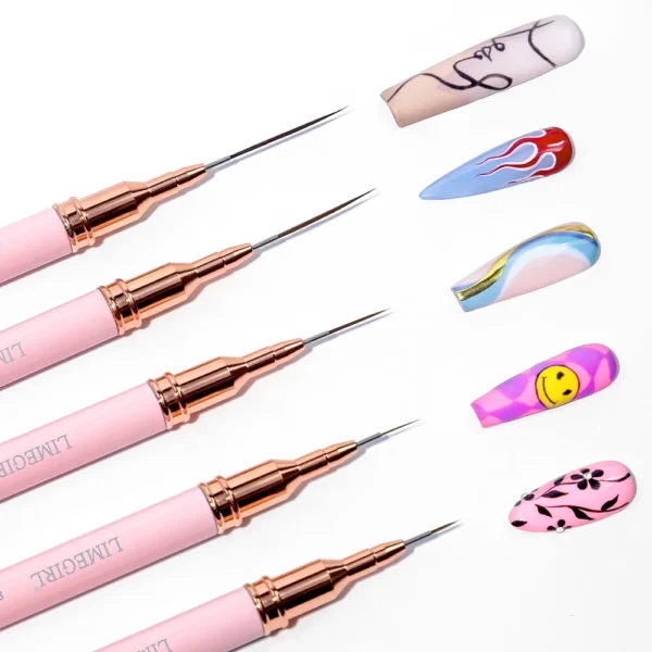 LIMEGIRL 5Pcs Professional Nail Art Liner Brush Line Stripes DIY Drawing Pen Handle Nails UV Gel Brushes Painting Manicure Tools - Image 2
