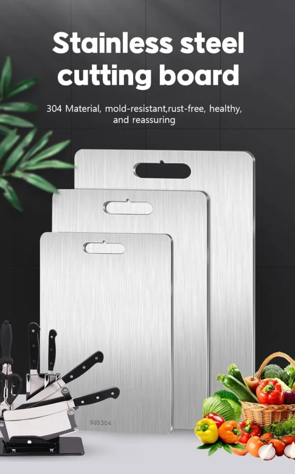 316 Stainless Steel Panel and Chopping Board Kitchen Household Thickened Double Sided Cutting Board Block Kneading Dough Board - Image 12