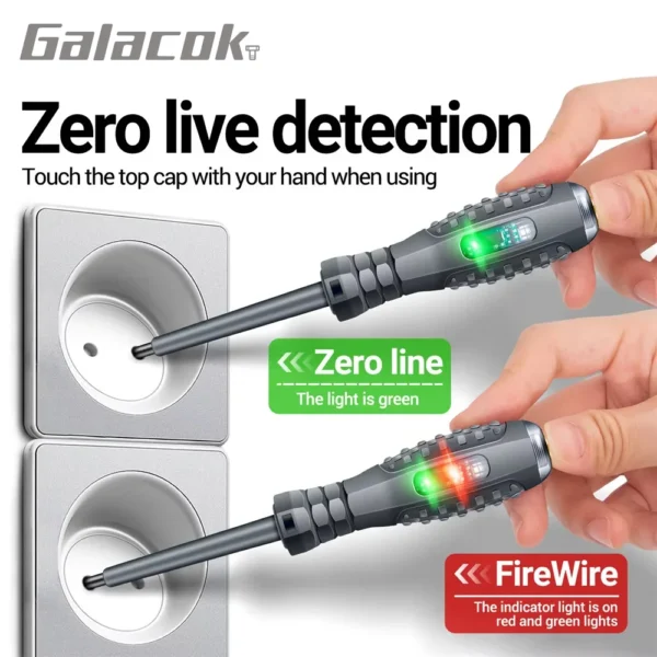 Multifunctional Electrician Test Screwdriver AC Non-contact Induction Test Pen Voltage Tester 70-600V Red Green Induction Lights - Image 2