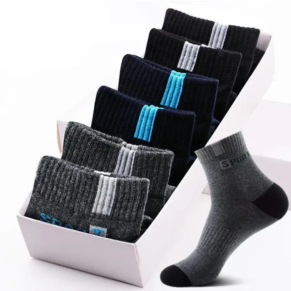 10pairs Breathable Cotton Sports Stockings Men Bamboo Fiber Autumn and Winter Men Socks Sweat Absorption Deodorant Business Sox - Image 2