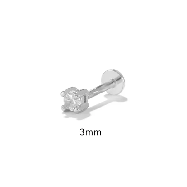 Aide 925 Sterling Silver 1PC Flat End Piercing Jewelry For Women Zircon Evil Eye Lightning Sphere Stud Earrings Labret Lip Ring - Image 13