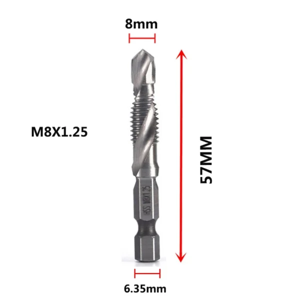 Hex Shank Titanium Plated HSS Screw Thread Metric Tap Drill Bits Screw Machine Compound Tap M3 M4 M5 M6 M8 M10 Hand Tools - Image 22