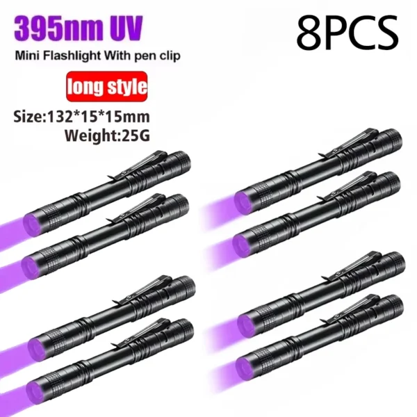UV Flashlight 395nm Ultraviolet Torch With Pen Clip Portable AAA Batteries Used Violet Light Pet Urine Scorpion Detector UV Lamp - Image 13