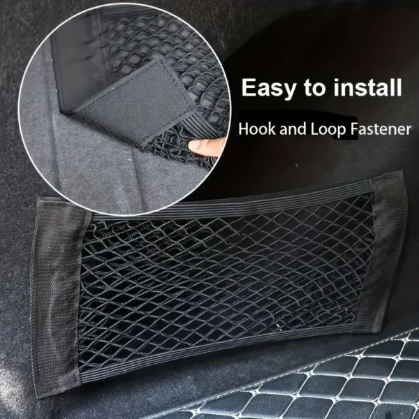1pc Universal Car Storage Bag Double Mesh Trunk Storage Net, Car Built-in Storage Bag, Car Fire Extinguisher Fixed Net - Image 5