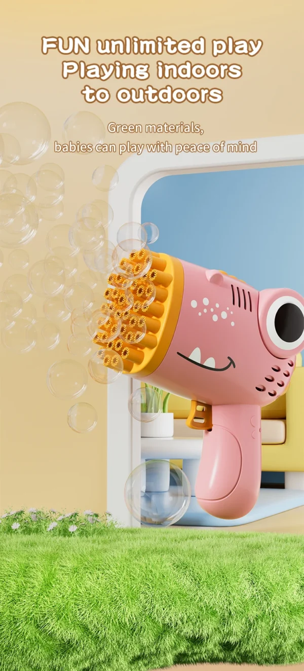 40 Holes Dinosaur Bubble Gun Handheld Fully Automatic Bubble Machine Without Battery And Bubble Water For Kids Gift - Image 12