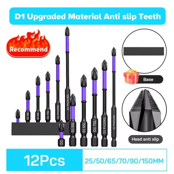 6/12 Pcs Magnetic Screwdriver Bits Non-slip Shockproof Phillips Impact Bits Hex Shank Alloy Steel Bits Suitable for Power Tools - Image 7