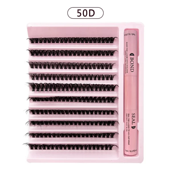 Lashes Clusters Set Extensions Kit Fake eyelashes Mix Lash Clusters with Lash Bond Seal and Lash Applicator Tool Makeup - Image 14