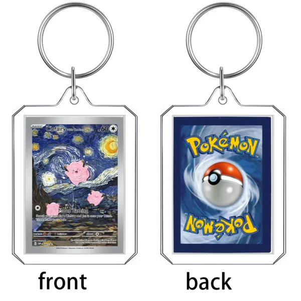 Anime Cartoon Card Acrylic Keychain Van Gogh Museum Pikachu Charizard Squirtle Collection Creative Pendant Charm Accessories Toy - Image 4