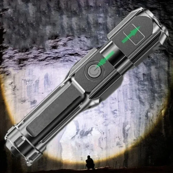 Telescopic Zoom Tactical Flashlights Rechargeable LED Torch 4 Lighting Modes Long-Range Waterproof Camping Fishing Flashlight - Image 3