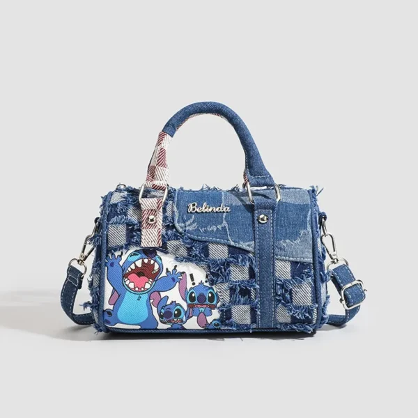 Stitch Cartoon Denim Shoulder Bags Contrast Color Fashion Handbags Women Tote Casual Satchel Backpacks Birthday Gifts For Girls - Image 7