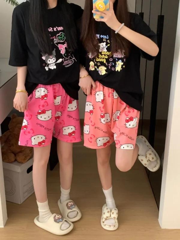 New KT Pajama Pants Woman Kawaii Home Shorts Summer Anime Loose Elastic Waist Girls Sleeping Homewear Soft Fashion Pant Gifts - Image 30