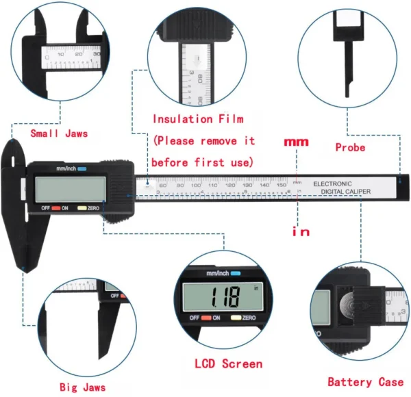 150mm 100mm 0.1mm Electronic Digital Caliper Vernier Caliper Measuring Tool Gauge Micrometer Measuring Tool Digital Ruler - Image 10