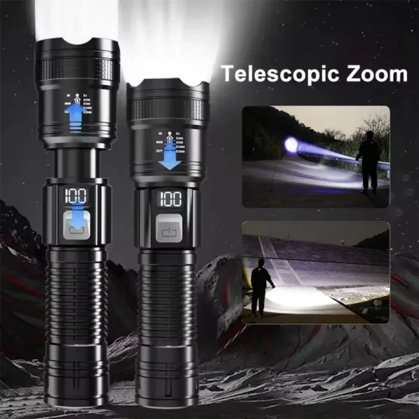 High Strong Power Led Flashlights Tactical Flash Light Torch Ultra Bright Lamp USB Charging Camping Fishing Defensa Zoom Lantern - Image 3