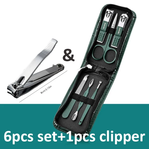 Ouriner 6-18Pcs Portable Manicure Sets Pedicure Kits Bright Black Nail Clipper Set Personal Care Tools Eyebrow Scissors - Image 11