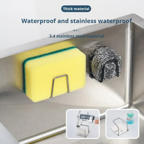 1pc Stainless Steel Sink Sponge Rack For Sponge Steel Wire Ball Draining Paste The Inner Wall Of The Sink Kitchen Supplies - Image 3