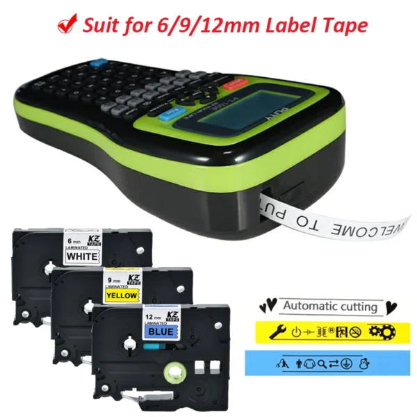 PT-100E Print 6mm/9mm/12mm label Compatible Brother P-touch handheld cable self-adhesive laminated label maker - Image 12