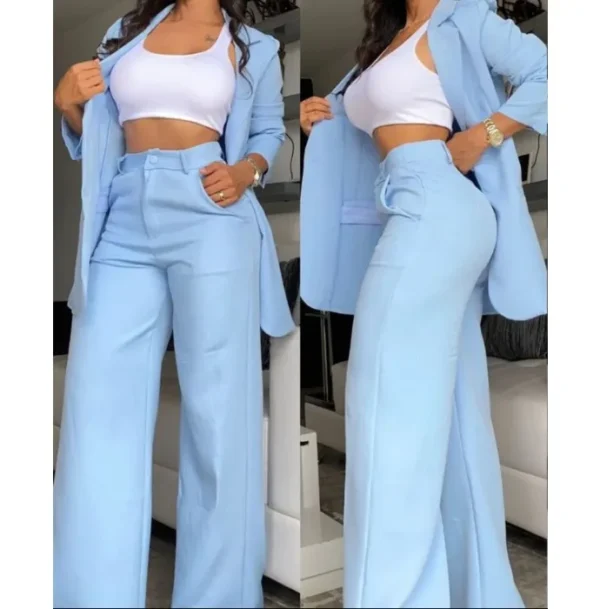 Elegant Autumn Women's Blazer and Pants Two Piece Set Female Outifits Fashion Notched Collar Coat & Pocket Design Trouser Suit - Image 15