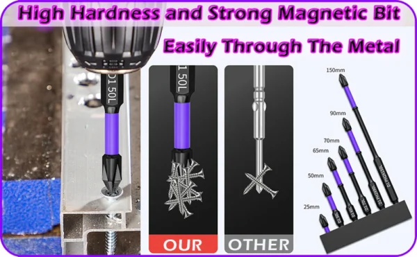 6/12 Pcs Magnetic Screwdriver Bits Non-slip Shockproof Phillips Impact Bits Hex Shank Alloy Steel Bits Suitable for Power Tools - Image 9