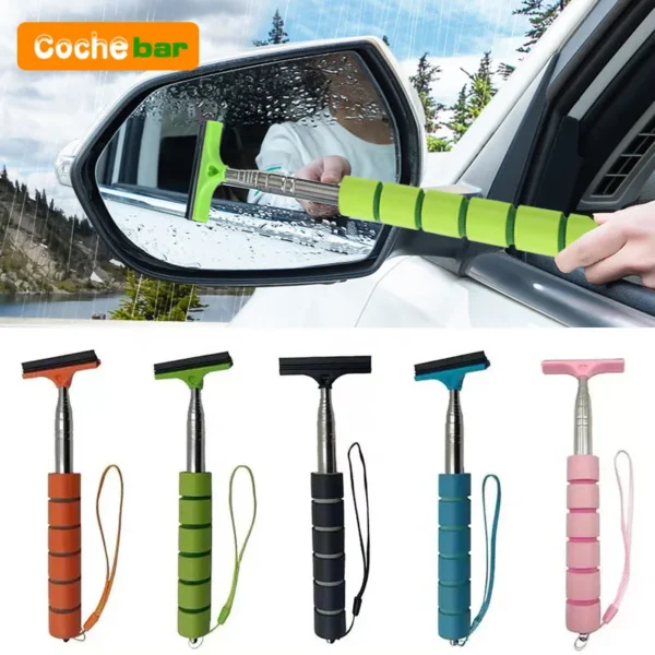 Car Rearview Mirror Wiper Cleaning Tool Auto Glass Mist Cleaner Scraper Car Accessories Handle Telescopic Window Cleaning Brush - Image 3