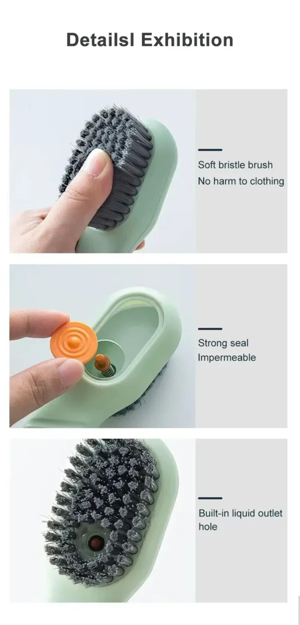 Multifunction Cleaning Shoe Brush Soft Automatic Liquid Shoe Brush Long Handle Clothes Soap Brush With Hook Clean Tool - Image 12