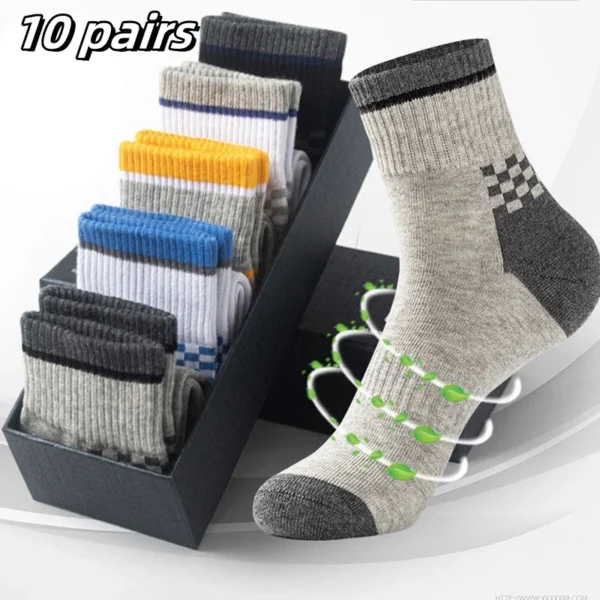 10pairs Breathable Cotton Sports Stockings Men Bamboo Fiber Autumn and Winter Men Socks Sweat Absorption Deodorant Business Sox - Image 29