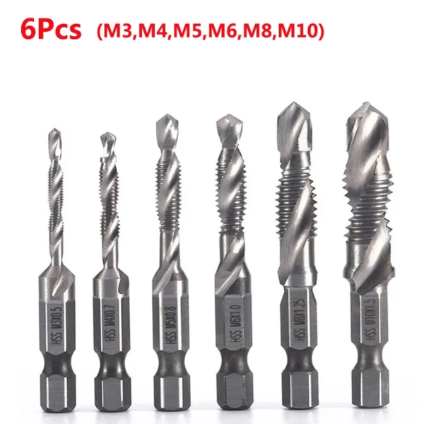 Hex Shank Titanium Plated HSS Screw Thread Metric Tap Drill Bits Screw Machine Compound Tap M3 M4 M5 M6 M8 M10 Hand Tools - Image 16