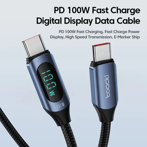 Toocki Type C to Type C Cable 100W PD Fast Charging Charger USB C to USB C Display Cable For Xiaomi POCO F3 Realme Macbook iPad - Image 6