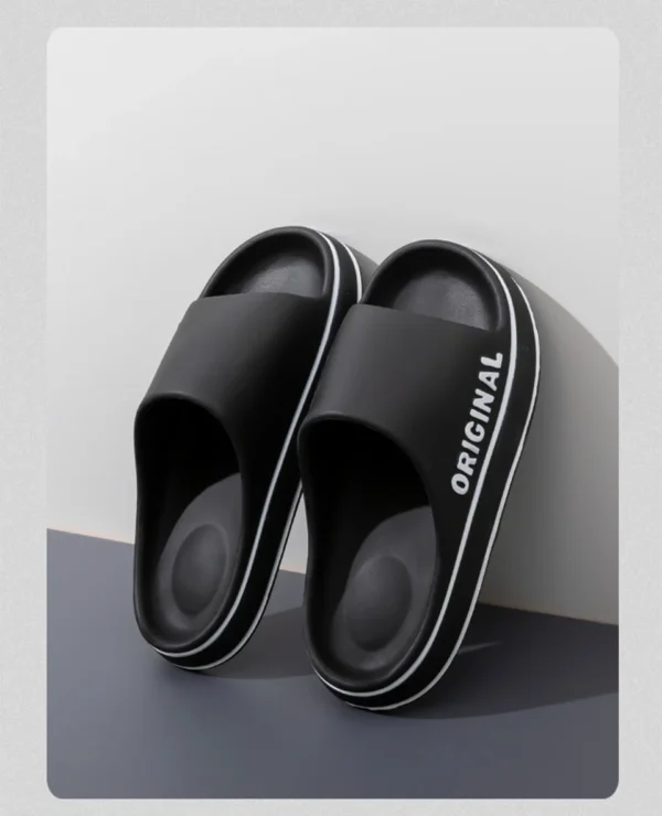 Feslishoet Women Letter Slippers Beach Slides Solid Color Mens Thick Sole Indoor Bathroom Anti Slip Shoes Summer Couple Sandals - Image 19