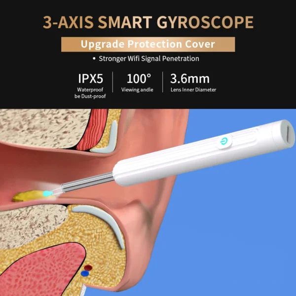 Smart Visual Ear Cleaner with Camera 1296P Ear Sticks USB C Charging Ear Wax Removal Tool WIFI Connection 6 LED Lights Earpick - Image 2