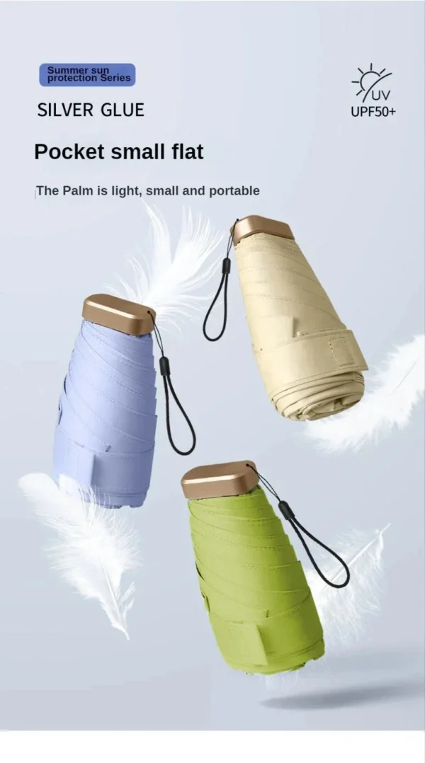 1Pc 55% Off Mini Sun Umbrella Pocket Rain Umbrella Vinyl Folding UV Ultraviolet Protection Sun Shade Pocket Parasol Capsule - Image 16