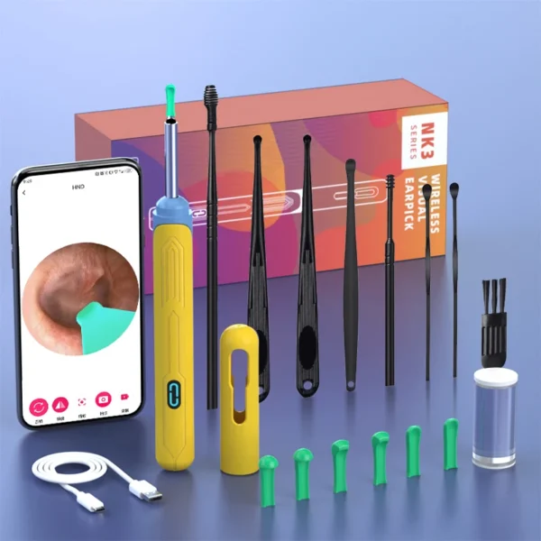 Ear Cleaner with Camera Set HD Ear Sticks Otoscope USB C Charging Endoscope Wax Removal Tool Earpick Ear Cleaning Set NK3 Pro - Image 10