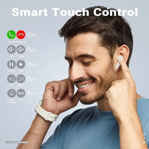 TWS Wireless Earphones Transparent Bluetooth In Ear Headset ENC Sports Headphones LED Power Digital Display Stereo Sound Earbuds - Image 3