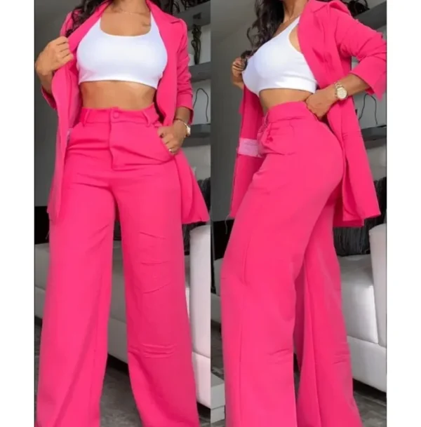 Elegant Autumn Women's Blazer and Pants Two Piece Set Female Outifits Fashion Notched Collar Coat & Pocket Design Trouser Suit - Image 17